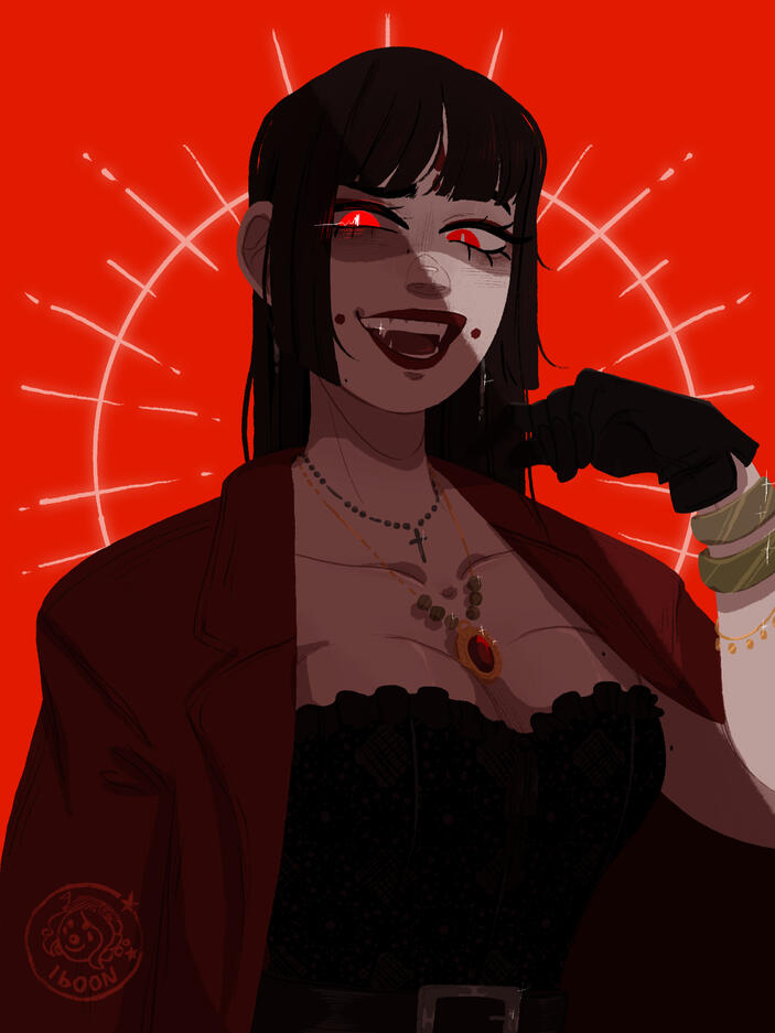 bust + color block background